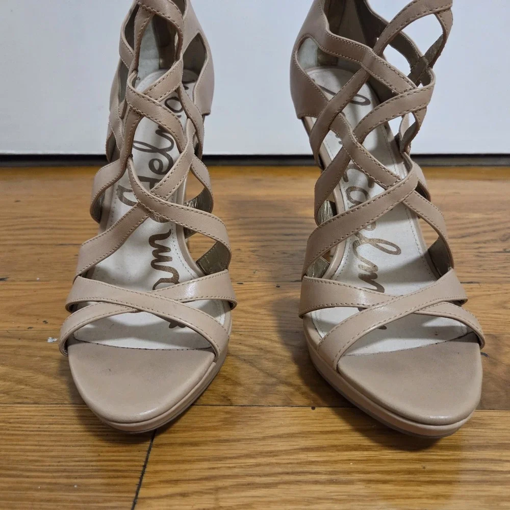 Sam Edelman Erin Caged Strappy‎ Leather High Heel 4.5
